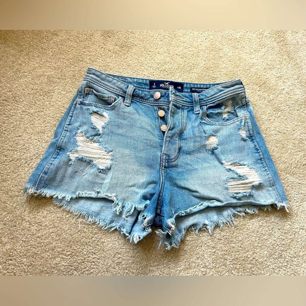 HOLLISTER distressed denim shorts with button closure SIZE 3 W 26